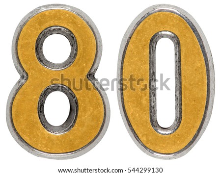 Metal numeral 80, eighty, isolated on white background