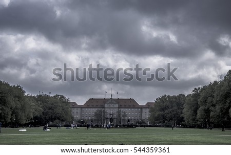 Szczecin, Poland, august 2014: cloudy landscape under city hall