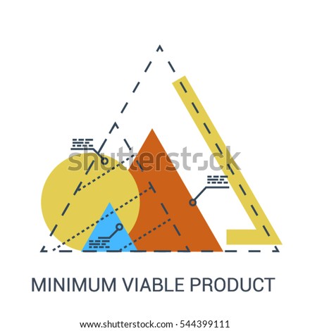 Thin line infographic concept of MVP (Minimal Viable Product). Flat bright isolated vector on white background. Royalty-Free Stock Photo #544399111