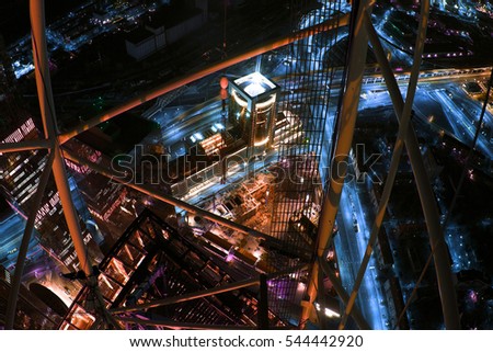View of the city from a tall building
