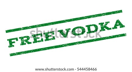Free Vodka watermark stamp. Text tag between parallel lines with grunge design style. Rubber seal stamp with scratched texture. Vector green color ink imprint on a white background.