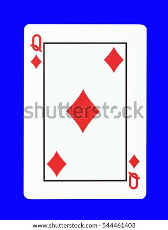 Playing cards old ( Q ) isolated On a blue background