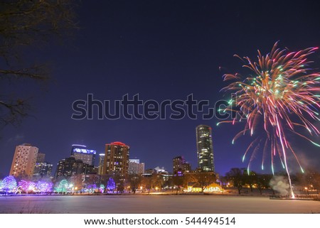 Colorful Winter Fireworks in Minneapolis