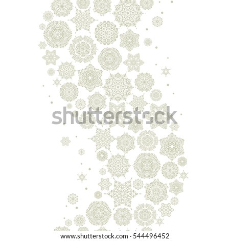 Vector Merry Christmas Border in neutral colors on white background.