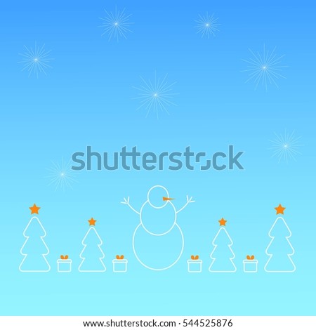  Snowman, gifts and Christmas trees 