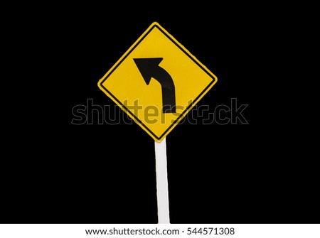 Traffic Signs yellow board on black background isolated