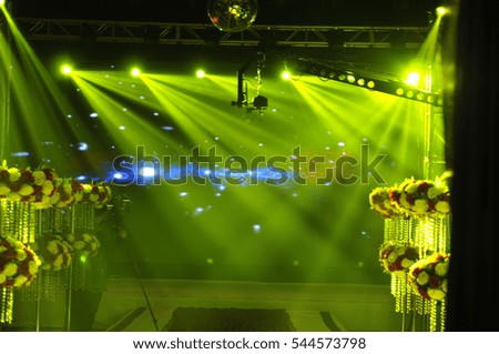 
The stage lighting effect in the dark 