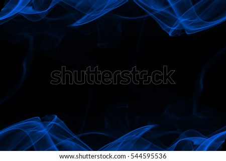 Abstract blue smoke on black background and darkness concept
