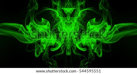 Art of green smoke abstract on black background