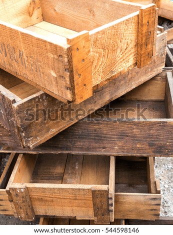 Old crate or wooden box for retro style decoration.