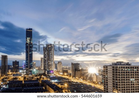 sunset city view