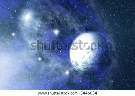 Night space. Moon and stars