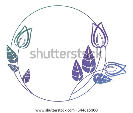 Beautiful round floral frame with gradient fill. Color silhouette frame for advertisements, wedding and other invitations or greeting cards. Raster clip art.