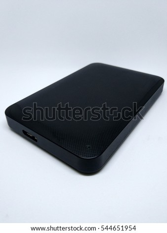 High speed black external hard disk in white background