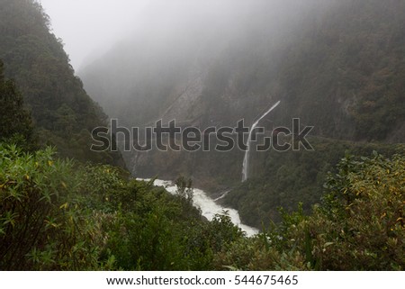 Dull Mountain with waterfall