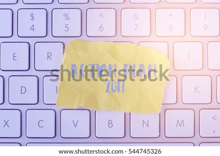 ACTION PLAN 2017 card with information on the keyboard