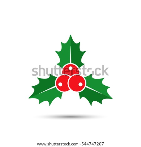 Christmas holly berries color icon, vector.