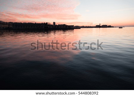fiery sunset in the Gulf of Trieste, Adriatic Sea