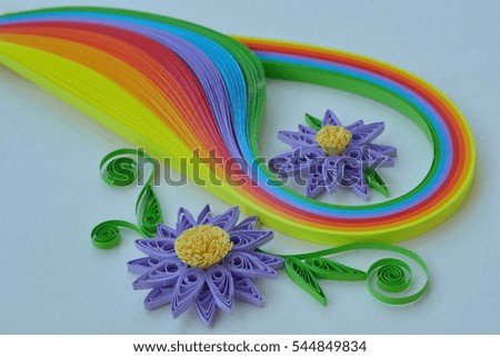 Quilling flowers and colored stripes