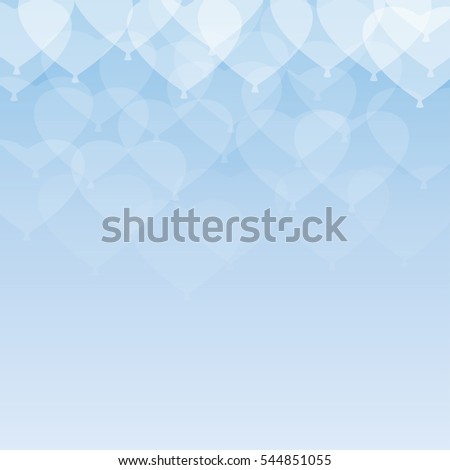 Delicate background. Blue sky with silhouettes of heart shapes balloons. Vector eps 10.
