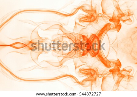 Orange smoke on white background