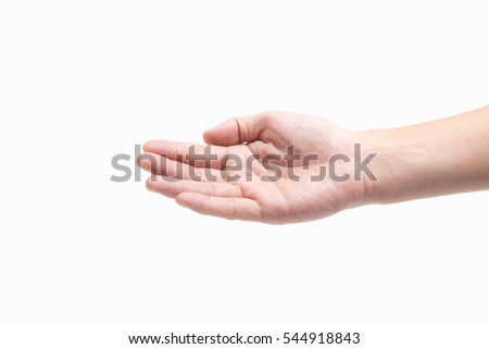 open empty hands with palms up, isolated on white background