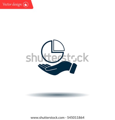 chart icon with hand, vector illustration. Flat design style