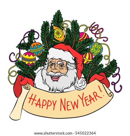 Isolated funny hand-drawn cartoon of Santa Claus, illustration