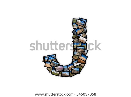 Letter J uppercase font shape alphabet collage made of my best landscape photographs. Version .