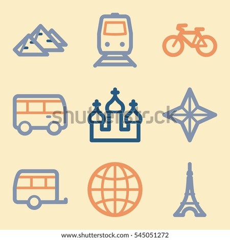 Vacation and transport vector mobile icons, tour infographics symbols.