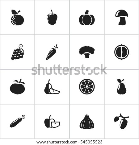 Set Of 16 Editable Cookware Icons. Includes Symbols Such As Lemon Piece, Pear Piece, Tree And More. Can Be Used For Web, Mobile, UI And Infographic Design.