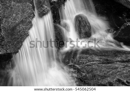 A twin waterfall in monochrome in Norway