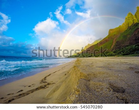 Rainbow over Na Pali, Kauai Hawaii