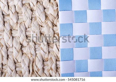 White and blue colored check with Network made with rope