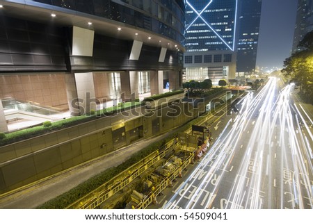 it is a busy traffic night in hong kong
