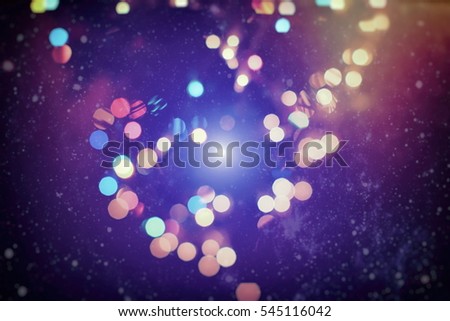 Background With Natural Bokeh And Bright Golden Lights. Vintage Magic Background With Color