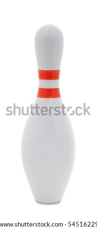 single bowling pin close up on white background
