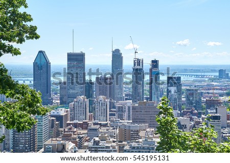 Beautiful scenic view of summer Montreal's downtown.
