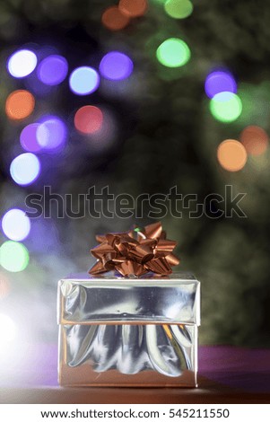 Picture Happy new year gifts and bokeh blurry background