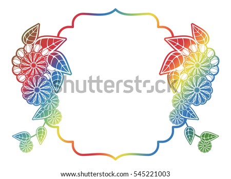 Beautiful floral label with gradient fill. Color silhouette frame for advertisements, wedding and other invitations or greeting cards. Raster clip art.