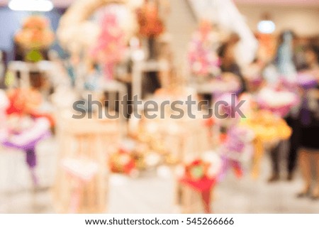 Abstract blur exposition halls interior for background, stock photo