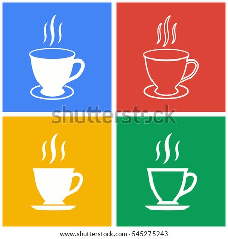 Coffee cup vector icons set. White illustration isolated for graphic and web design.