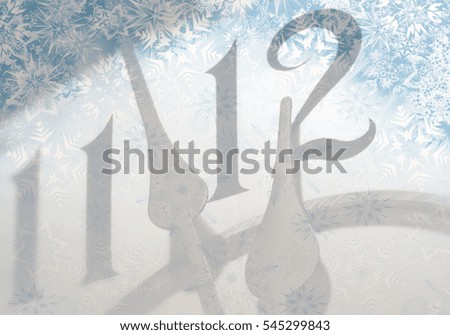 2017 New Year background with clock and snowflakes
,