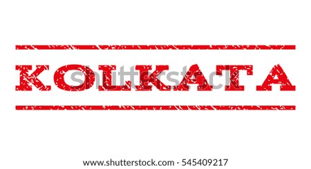 Kolkata watermark stamp. Text caption between horizontal parallel lines with grunge design style. Rubber seal stamp with unclean texture. Vector intensive red color ink imprint on a white background.