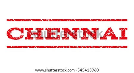 Chennai watermark stamp. Text tag between horizontal parallel lines with grunge design style. Rubber seal stamp with dirty texture. Vector intensive red color ink imprint on a white background.
