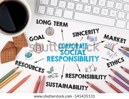 Corporate Social Responsibility Concept. White office desk