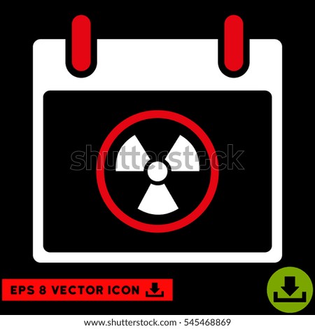 Atomic Calendar Day icon. Vector EPS illustration style is flat iconic bicolor symbol, red and white colors.