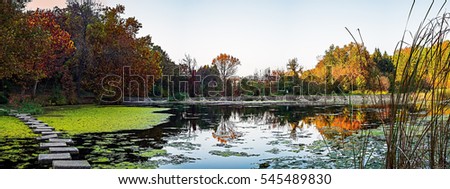 Nice autumn scene on lake. Lipnik (Teketo) park, Nikolovo village area, Ruse district, Bulgaria.