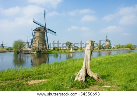 Photo of beautiful windmill in Kinderdijk - Holland