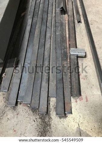 steel flat bar on floor